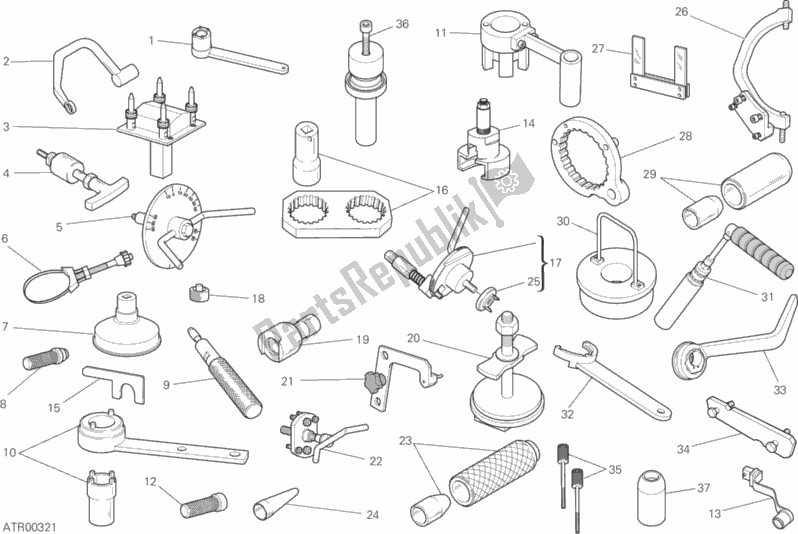 Toutes les pièces pour le Outils De Service D'atelier, Moteur du Ducati Monster 821 Stripes USA 2016